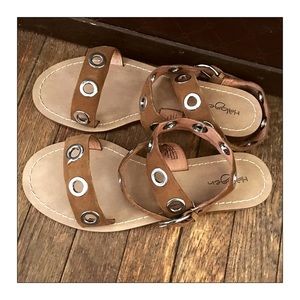 Halogen Brown Suede Grommet Sandals